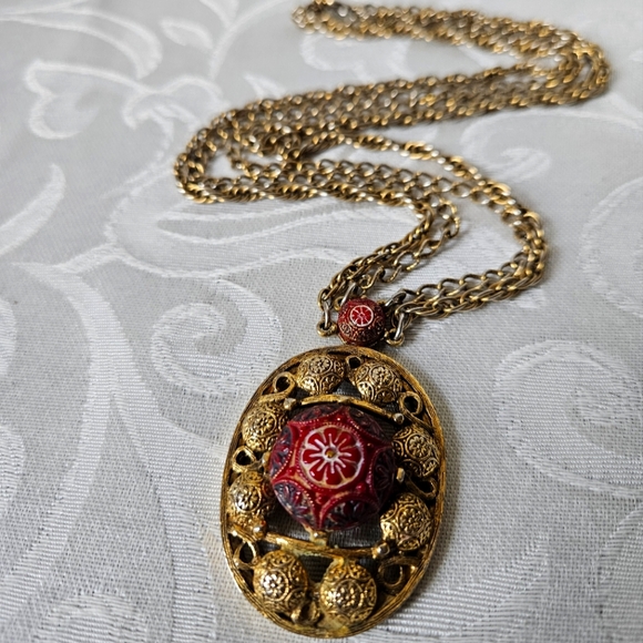 Vintage Celebrity N.Y. Moroccan Matrix Gold Tone Double Chain Necklace - Picture 1 of 8